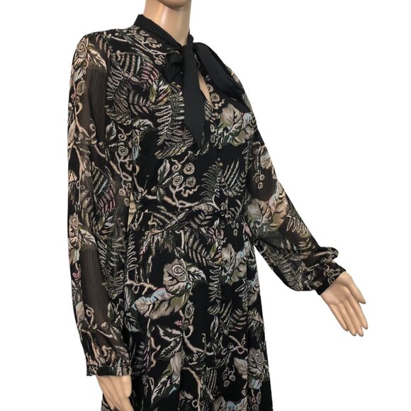 SOLD BANANA REPUBLIC Women Retro Button Up Flare Maxi Dress Floral High Tie Neck - Picture 7 of 12